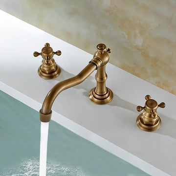 Chester Traditional Double Handle Bathroom Widespread Sink Faucet Victorian Spout